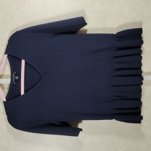 2/$10 05W03 Ann Taylor navy wool blend ruffle hem sweater M